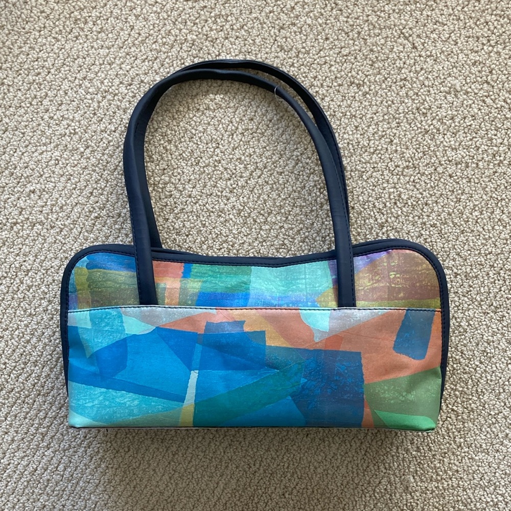 Y2K Watercolor Shoulder Bag Boho Pastel Southwest Artist Log Bag Tote Blue NWT